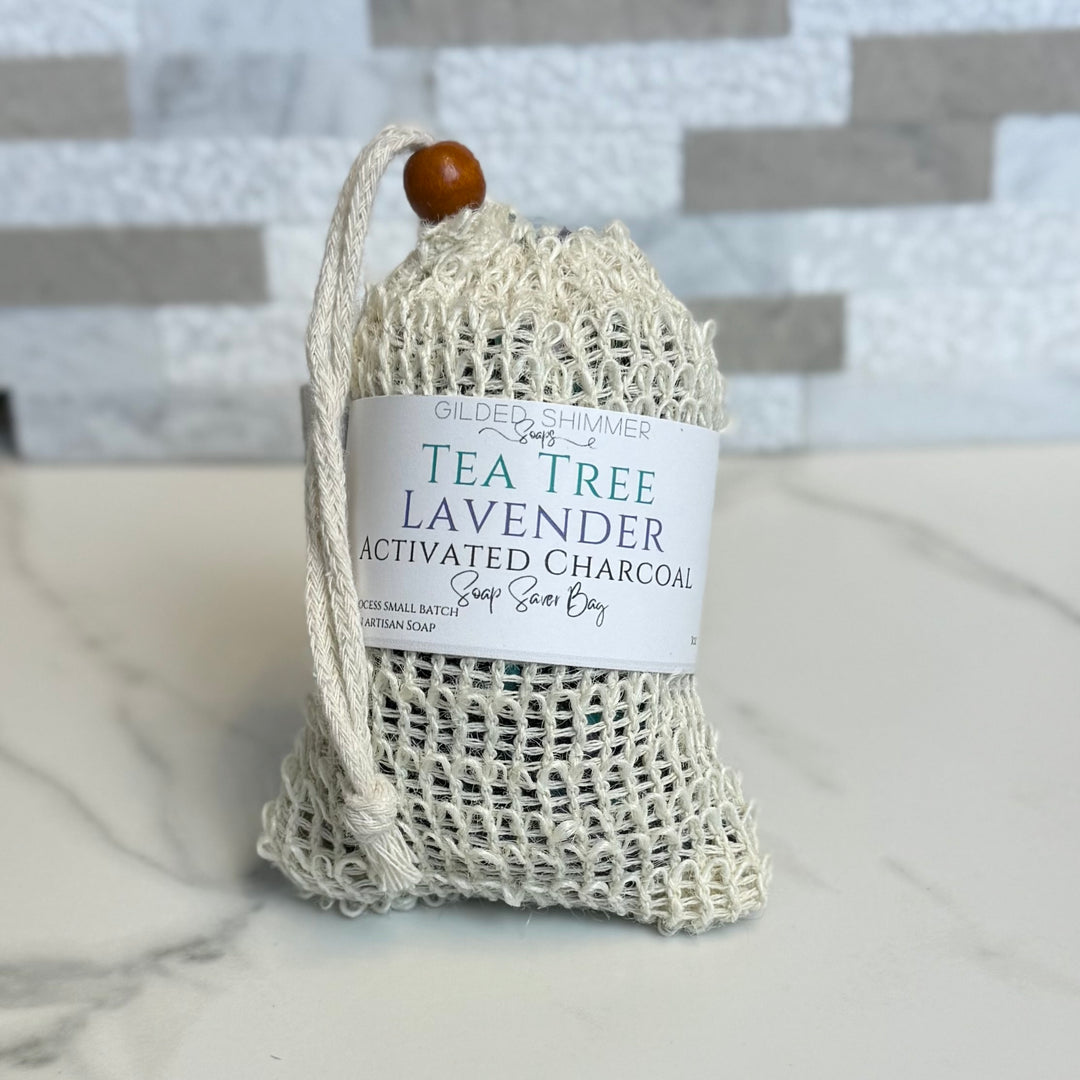 Tea Tree Lavender Activated Charcoal | Soap Saver Bag